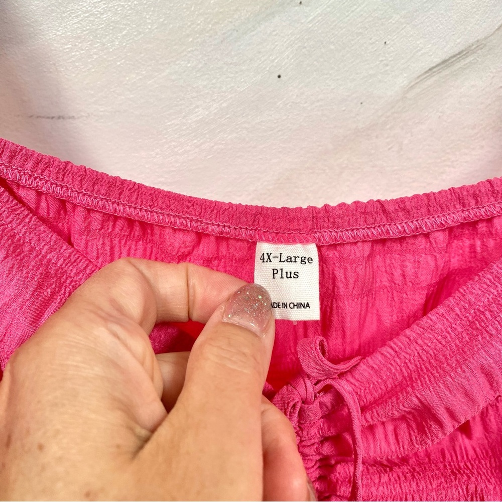 Barbiecore w Puff sleeves boho pink dress with doll shabby chic vibe - Picture 3 of 13